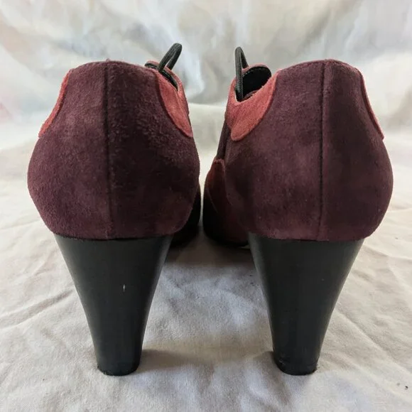 Carlo Rossetti burgundy colourblock suede Oxford heeled booties | Size 6.5 - Picture 4 of 7